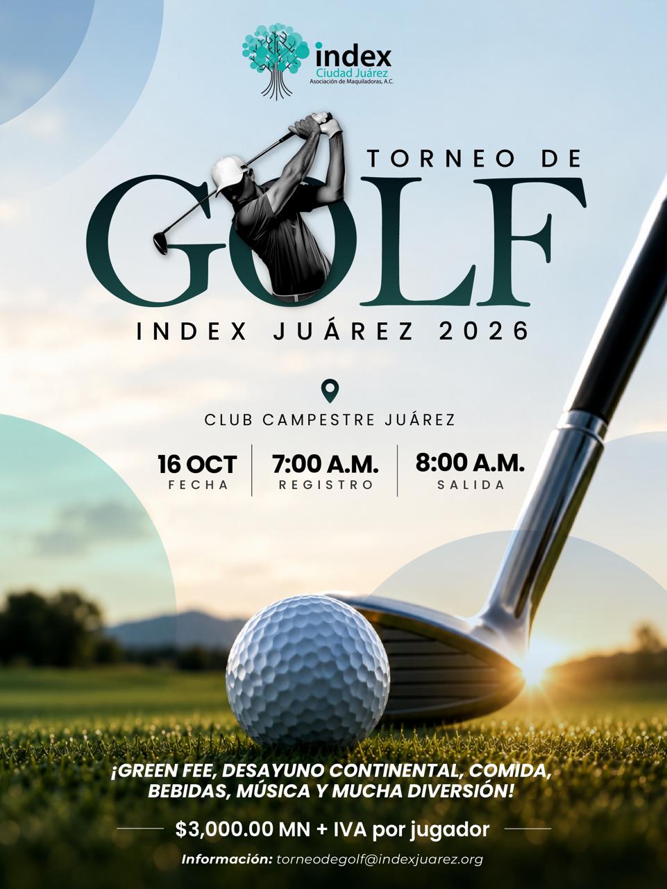 Cartel oficial del Torneo de Golf Index Juárez 2026
